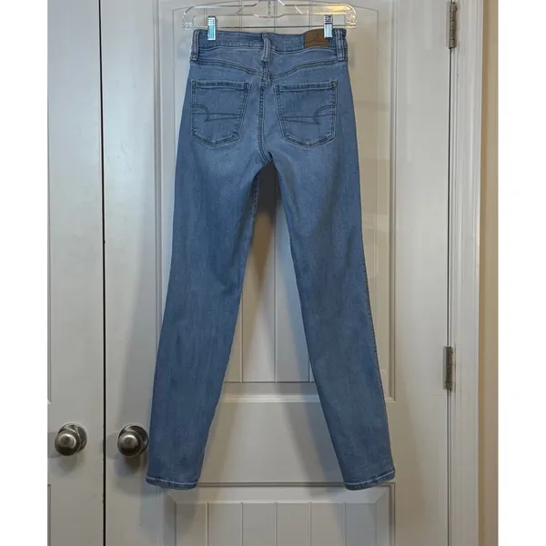 American‎ Eagle Next Level Stretch Skinny Jeans Light Wash Blue Womens 0 Regular - Image 3