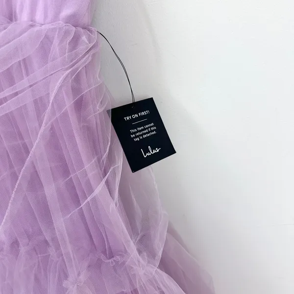 Lulus Unforgettable Poise Lilac Tulle Bustier Tiered Maxi Dress Formal Large NWT - Image 7