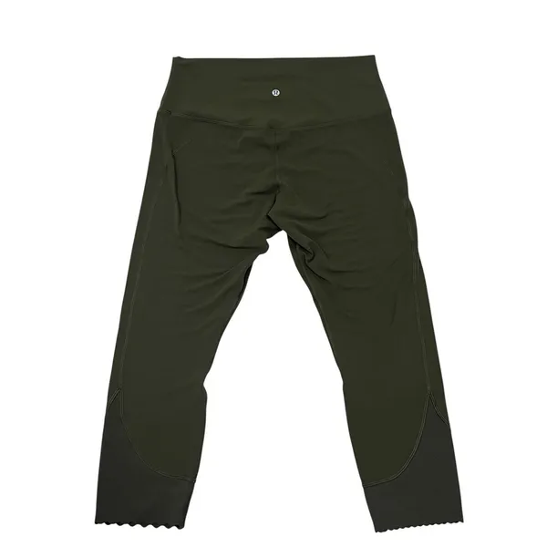 Lululemon Wunder Under HR Crop 25” Scallop Olive Green Full On Luxtreme Size 12 - Image 3