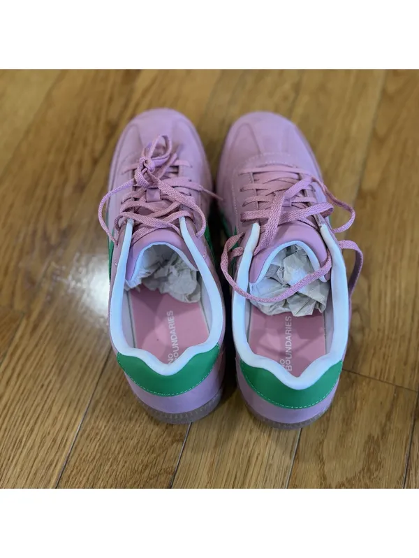 Size US 9 Women’s No Boundaries Women's Lace Up Sport Sneakers Pink Green - Image 3