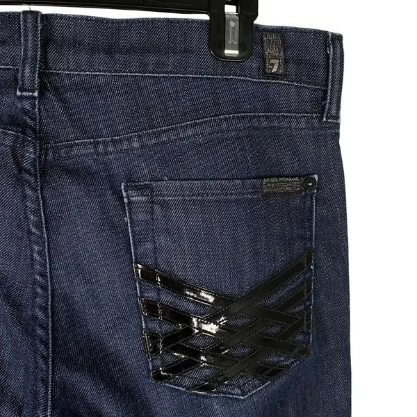 7 For All Mankind Dojo Jeans Dark‎ Wash Black Accents Size 29 - Image 10