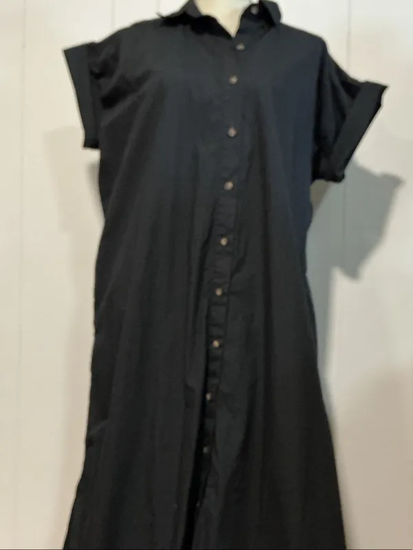 LOFT Black Maxi Shirt Dress - Image 3