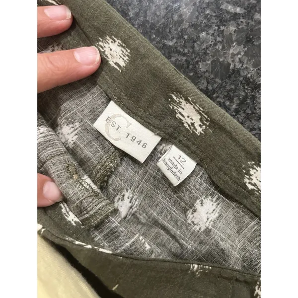 Est. 1946 Women’s Size 12 Wide Leg Pants Olive Green Boho Granola Teacher Casual Fun Zip - Image 5