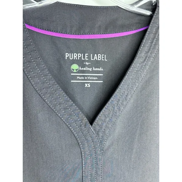 Purple Label by Healing Hands Scrub Top – Dark Charcoal Gray, Size XS - Image 2