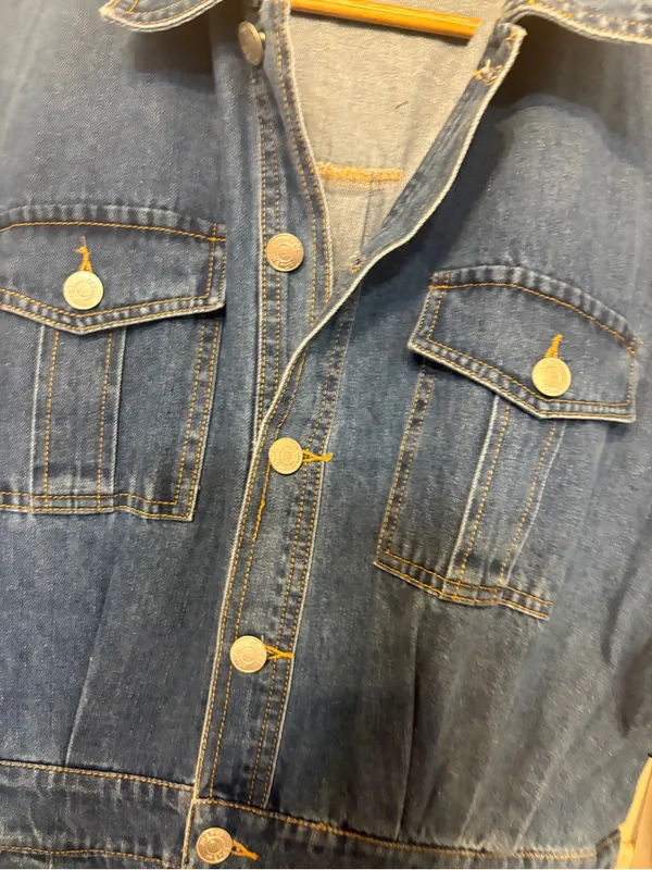 &merci Denim Jumpsuit Size Large - Image 4