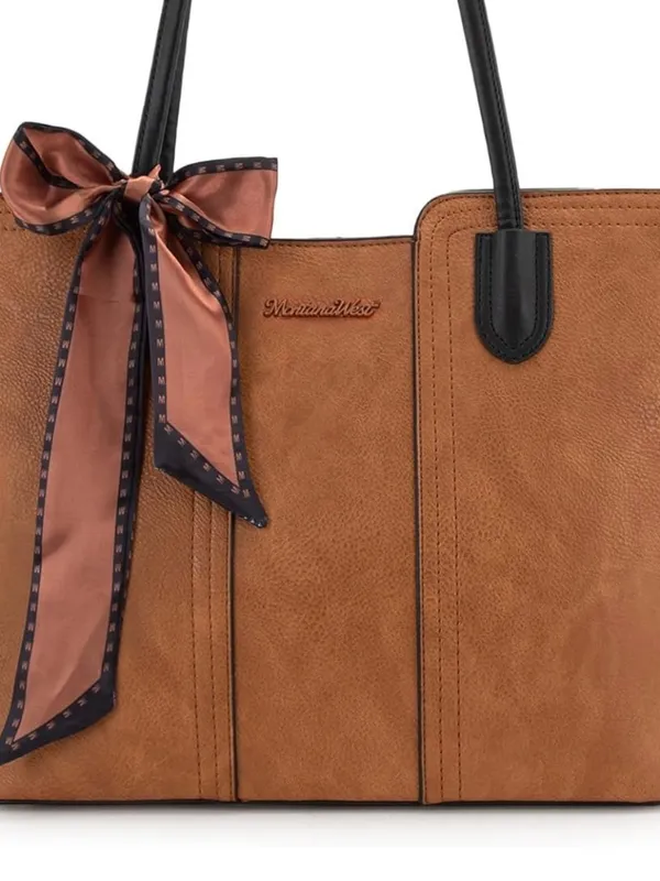Montana West Tote Bags Women's Top Handle Satchel Purses Brown - Image 2
