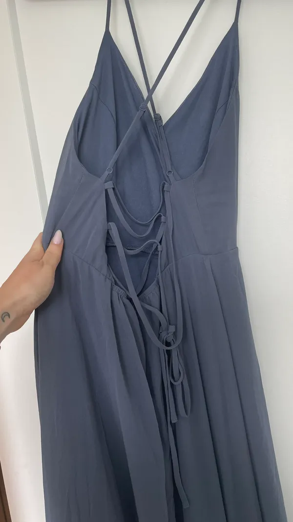 Lulus In Love Forever Granite Blue Lace-Up High-Low Maxi Dress - Image 5