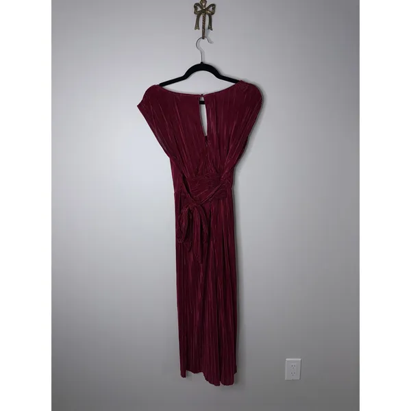 Anthropologie Maeve Burgundy Purple-Pink Ribbed Sonata Wide-leg Jumpsuit 6 - Image 3