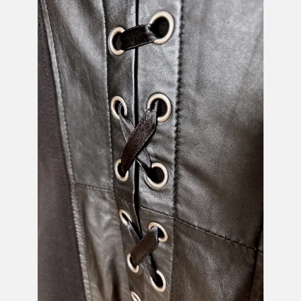 Boston Proper Black Leather Ribbon Tie Back Dress Size 6 Vintage Y2K - Image 5