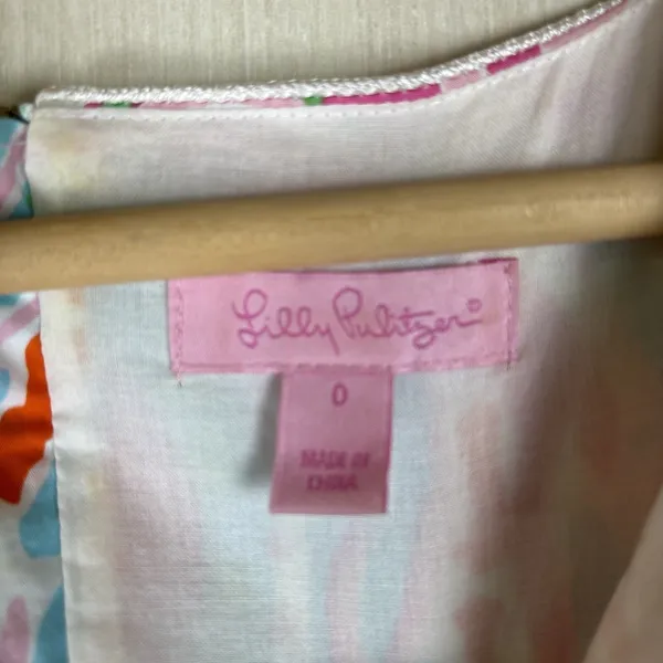 Lilly Pulitzer Blue Pink Abstract Soutache V-Neck Shift Dress Size‎ 0 - Image 4