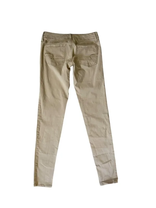 American Eagle 00 Reg tan stretchy jegging low rise button zip with pockets - Image 2