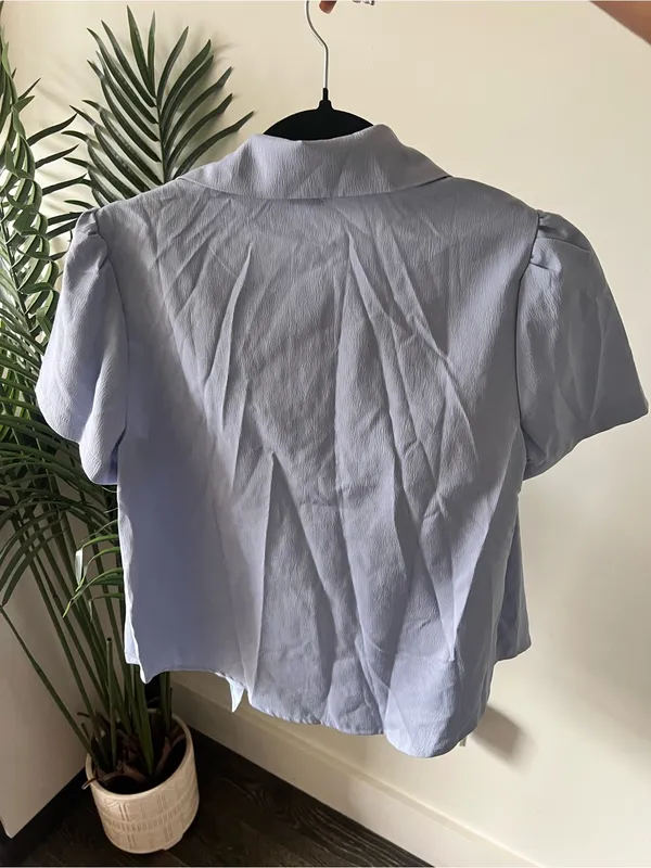 Light Blue Embroidered Short-Sleeve Shirt Set - Image 2
