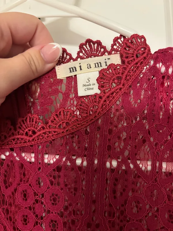 Miami Lace Midi Dress in Deep Red - Image 2