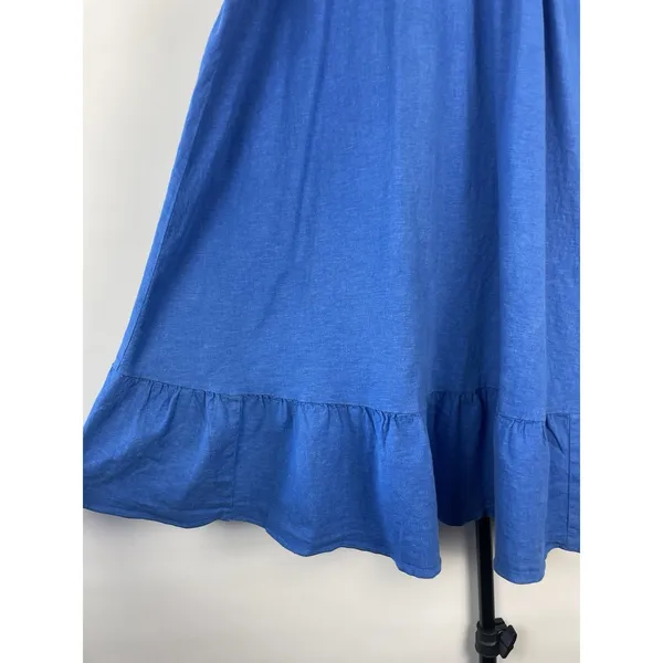 Zara Linen Blend Blue Ruffle Hem Mini Strappy Halter Casual Dress Size‎ M - Image 5