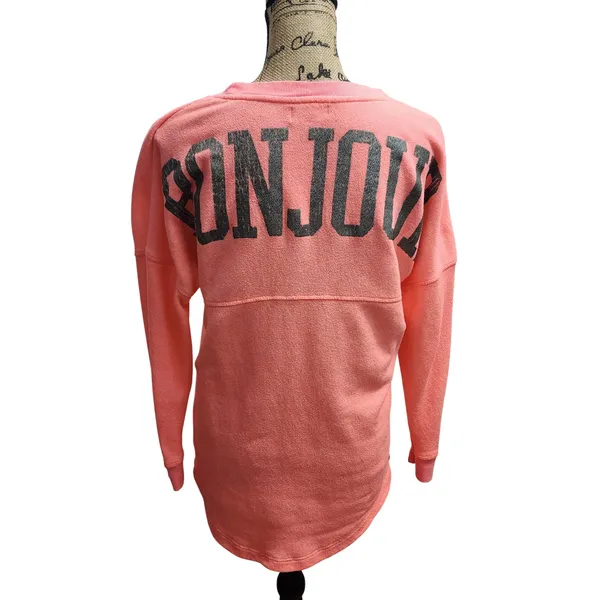 Rampage Pullover Sweatshirt‎ Dog Graphic Bonjour Coral Pink Comfy Medium - Image 3