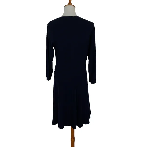 Bess And George Dress Medium Blue Long Sleeve Retro‎ Elegant Workwear - Image 5