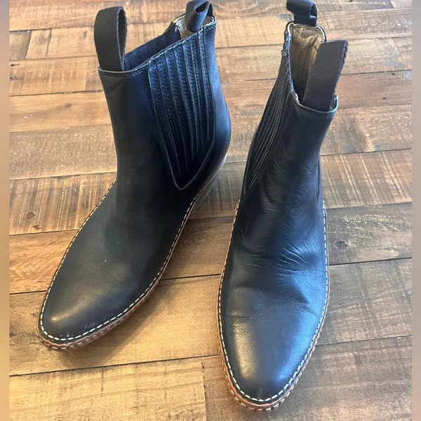 VAQUERO Western Calf Boots‎ Black Size 10.5 - Image 4