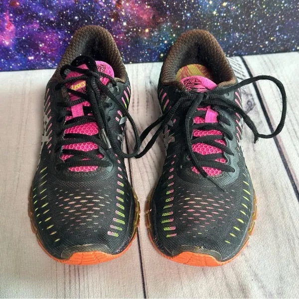 Asics‎ Gel Quantum 360 Athletic Running Shoes Women Sz 8 T5J6N Purple Pink Neon - Image 2