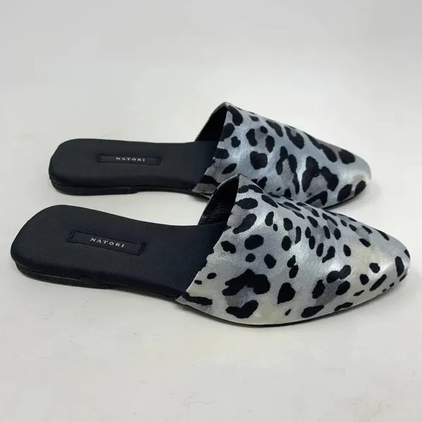 Natori Adore Satin Leopard Print‎ Mules Black Gray Size US 7 - Image 5