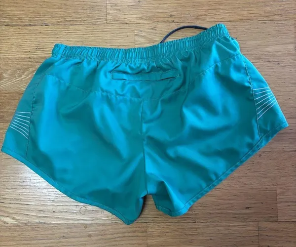 Oiselle Teal Silver Running Outdoor Hiking Trail Lined Elastic Waist Shorts M - Image 3