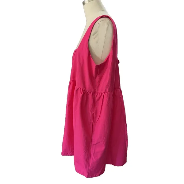Anthropologie Daily Practice Notch Neck Mini Dress Fuchsia Pink Womens Large - Image 5