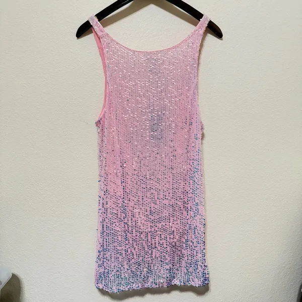 Dolls Kill Club Exx Celestial Gaze sequinned Festival mini dress, pink, M, NWT - Image 6