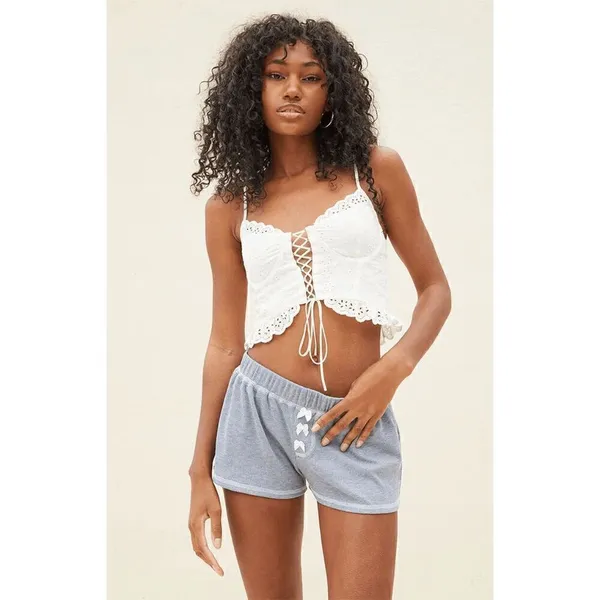 West of Melrose White Eyelet Lace‎ Up Corset Top XL NWT - Image 9