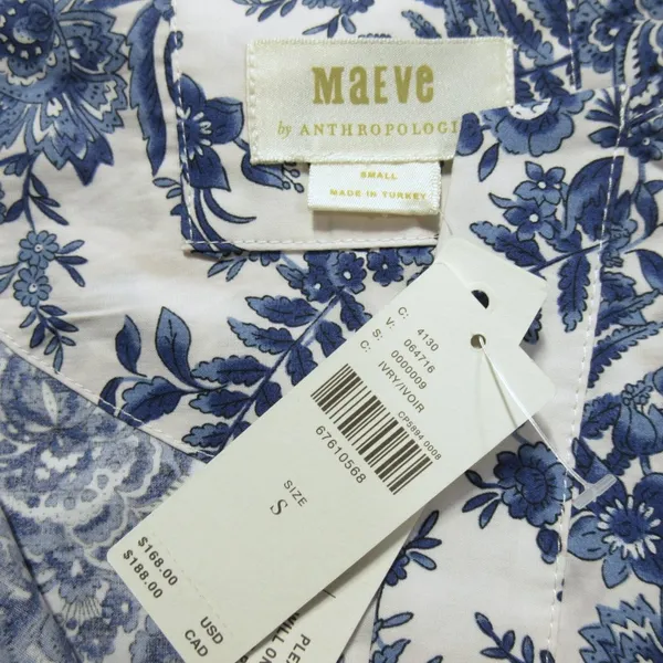 NWT Anthropologie Maeve Somerset Maxi in Ivory Blue Floral Tiered Cotton Dress S - Image 5