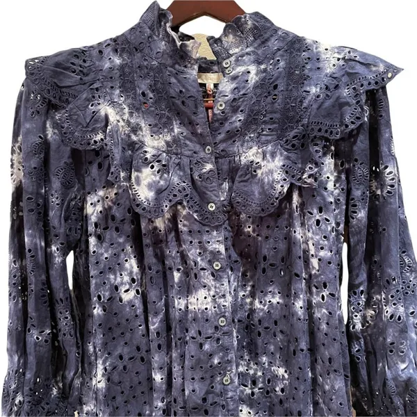 NEW LoveShackFancy Eyelet Lace Tie Dye Ruffle Dress - Image 7