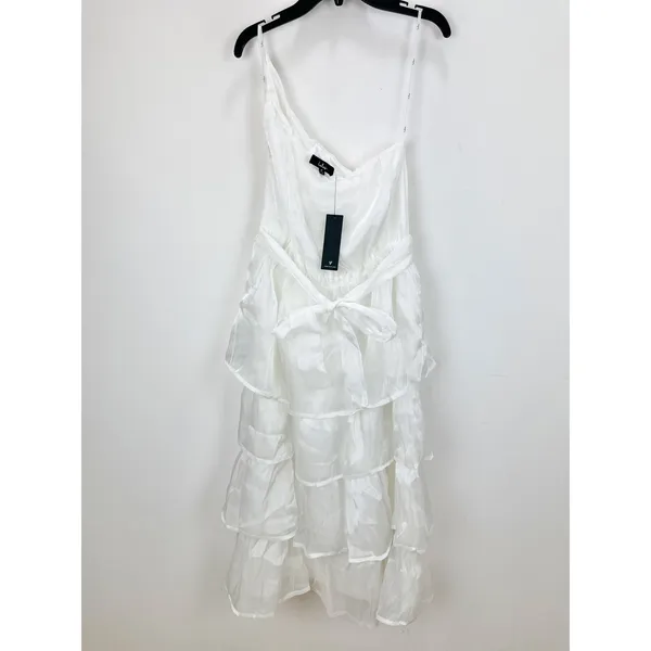 Lulus Sweetest Success White Organza Tiered One-Shoulder Midi Dress Medium NWT - Image 5