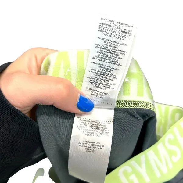 Gymshark Fit Seamless‎ Leggings Gray / Neon Green Waistband Size Medium - Image 9