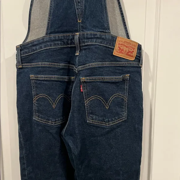 Levi's dark blue skinny‎ Denim Overalls medium - Image 5
