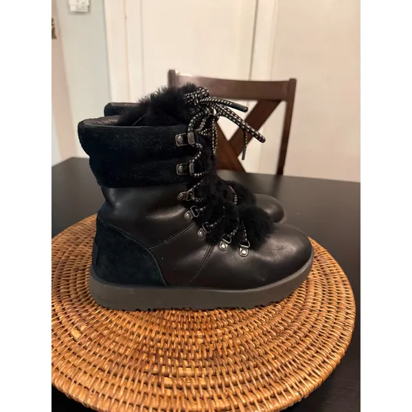 UGG Viki Boot Black Waterproof Leather‎ Vibram Arctic Grip Women - Image 2