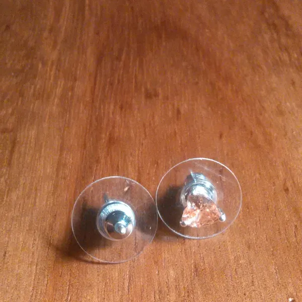 Champagne Heart Simulated Diamond Sterling Silver Stud Earrings - Image 5