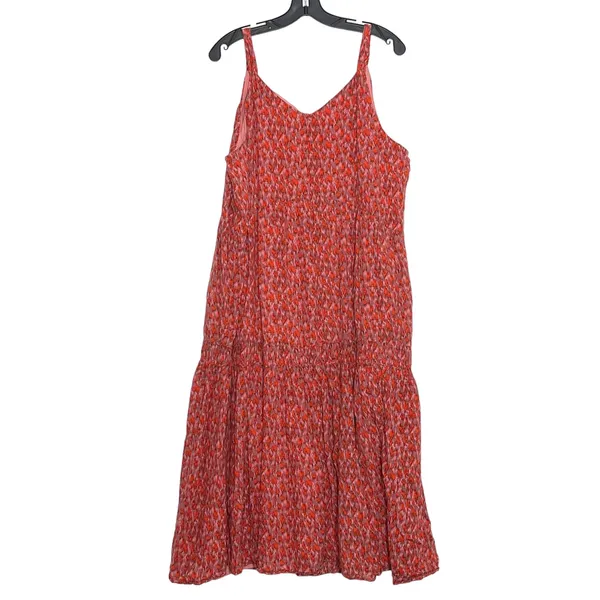 Joie Dress Y2K Cottagecore Prairie Western Coastal Boho Minimalist Midi Red XL - Image 5