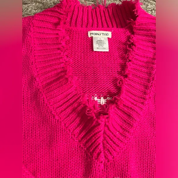 Chic Soul Looking For A Lover Valentines Heart Neon Fuchsia Sweater - size XL/1X - Image 9