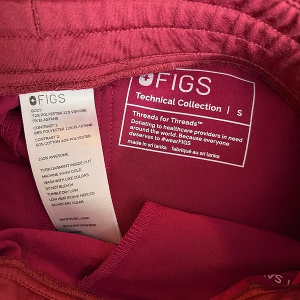 Figs Zamora Scrub Pants Dark Pink Drawstring Jogger Style Cargo Pocket Small - Image 4