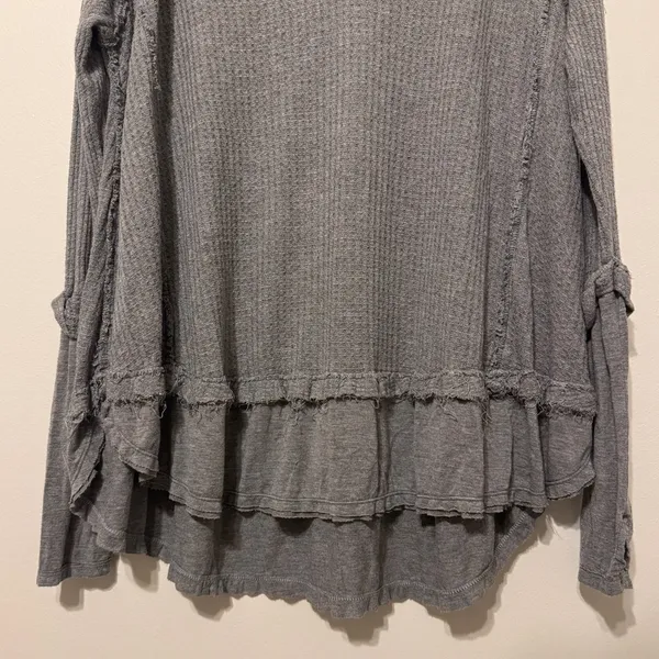 Free People Laguna Thermal Size Medium Gray Long Sleeve Top - Image 5
