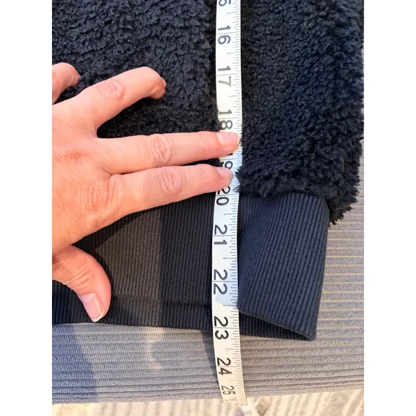 Lululemon Textured Fleece 1/2 Zip Hoodie Women 12 Black LW3FLRS NWT Plush Cozy - Image 9
