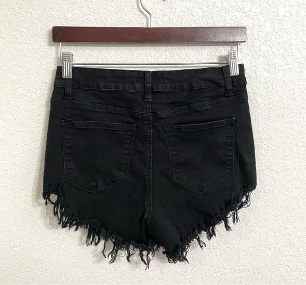 KanCan Womens Shorts Black Cutoffs Distressed Stretch Size 28 - Image 2