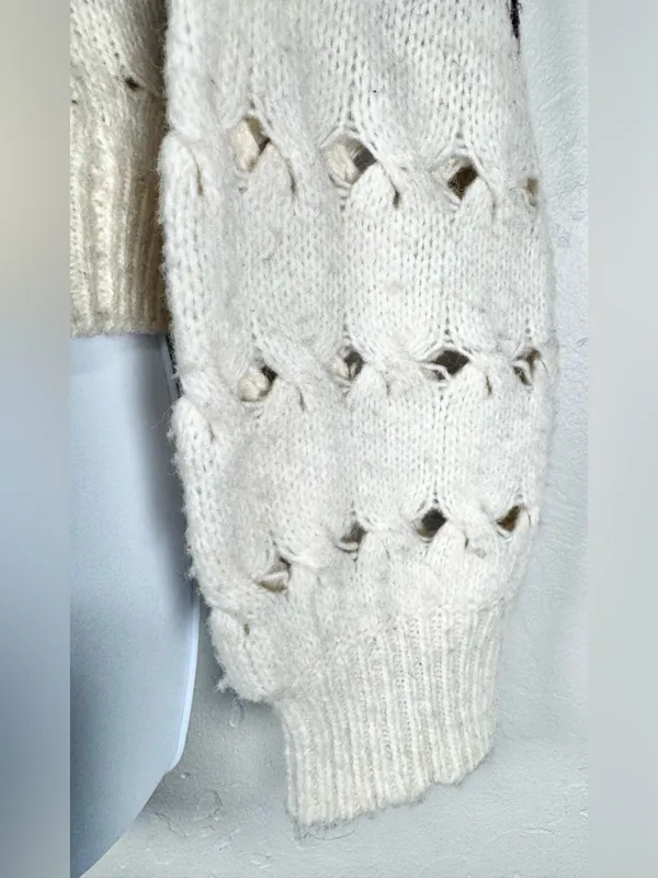 Steve Madden - Irisa Fair Isle Cable Knit Cardigan Size XS - Image 7