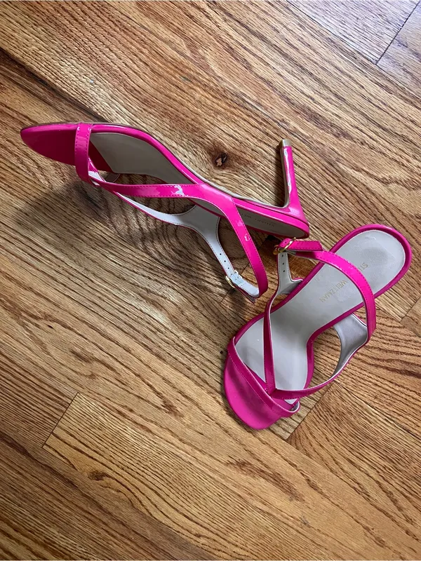 Stuart Weitzman Hot Pink Patent Strappy Slingback Sandals - Image 5