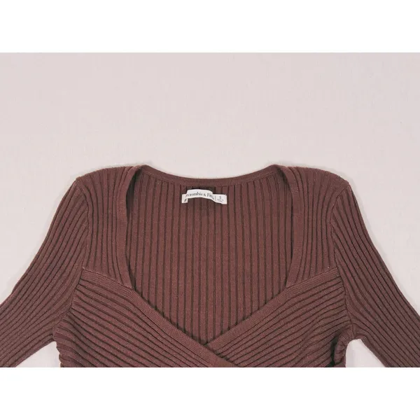 Abercrombie & Fitch LuxeLoft Slim Wrap Sweater Size S Brown Quiet Luxury Fall - Image 5