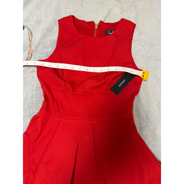 NWT Lulus Skater Dress Size XS Just‎ Us Solid Red Keyhole Back Zip Sleeveless - Image 5