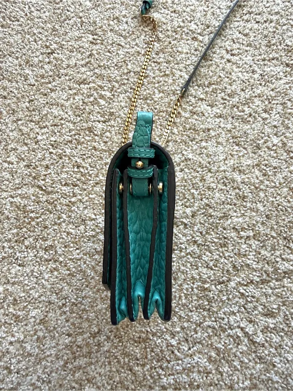 Burberry Madison Wallet on a Chain Pebble Leather Crossbody Bag in Aqua Teal - Image 10