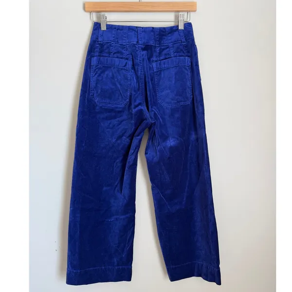 Maeve Anthro Colette Pants Women 26 Purple Blue Velvet Corduroy Wide Leg Crop - Image 2