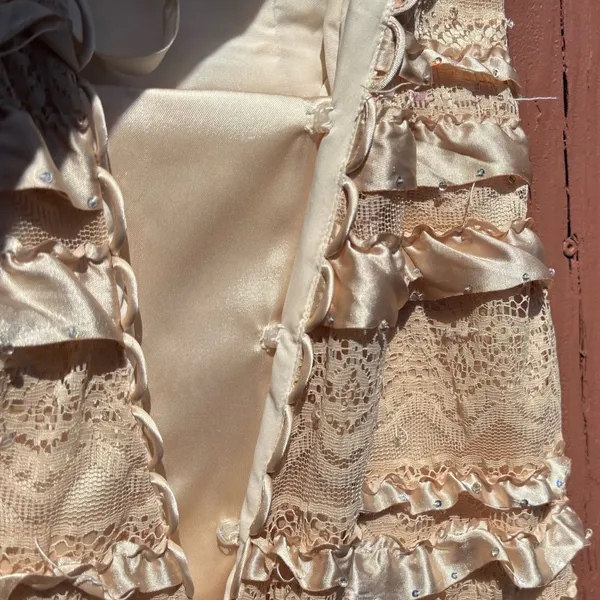 Mori Lee by Madeline Gardner 1/2 tiered ruffle strapless formal corset dress - Image 10