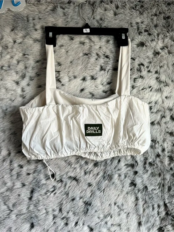 Daily Drills White Drawstring Crop Top Size Medium Like New 783 - Image 2