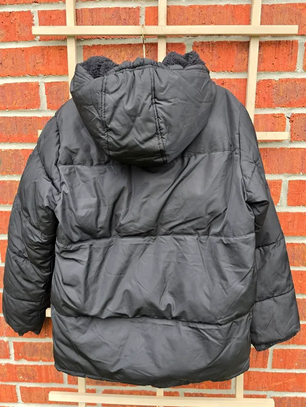 DKNY Puffer Black Sherpa Lined Jacket XL - Image 6