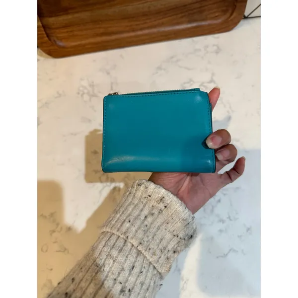 Michael Kors leather small envelope wallet snap closure turquoise 2017 preppy - Image 3